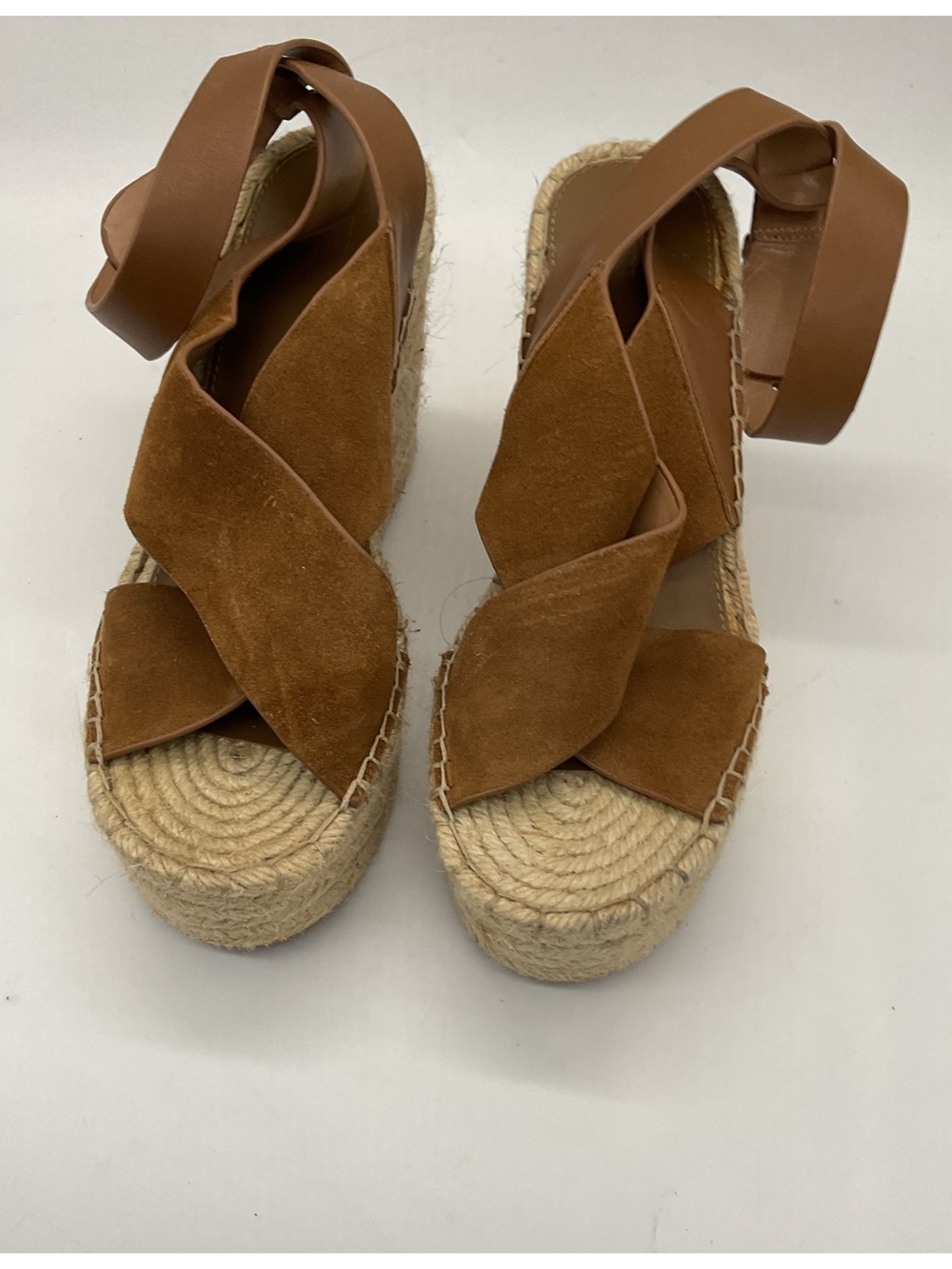 Marc Fisher Tan Suede Espadrille Platform Sandals
